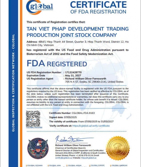 ĐẠT CHỨNG NHẬN FDA HOA KỲ